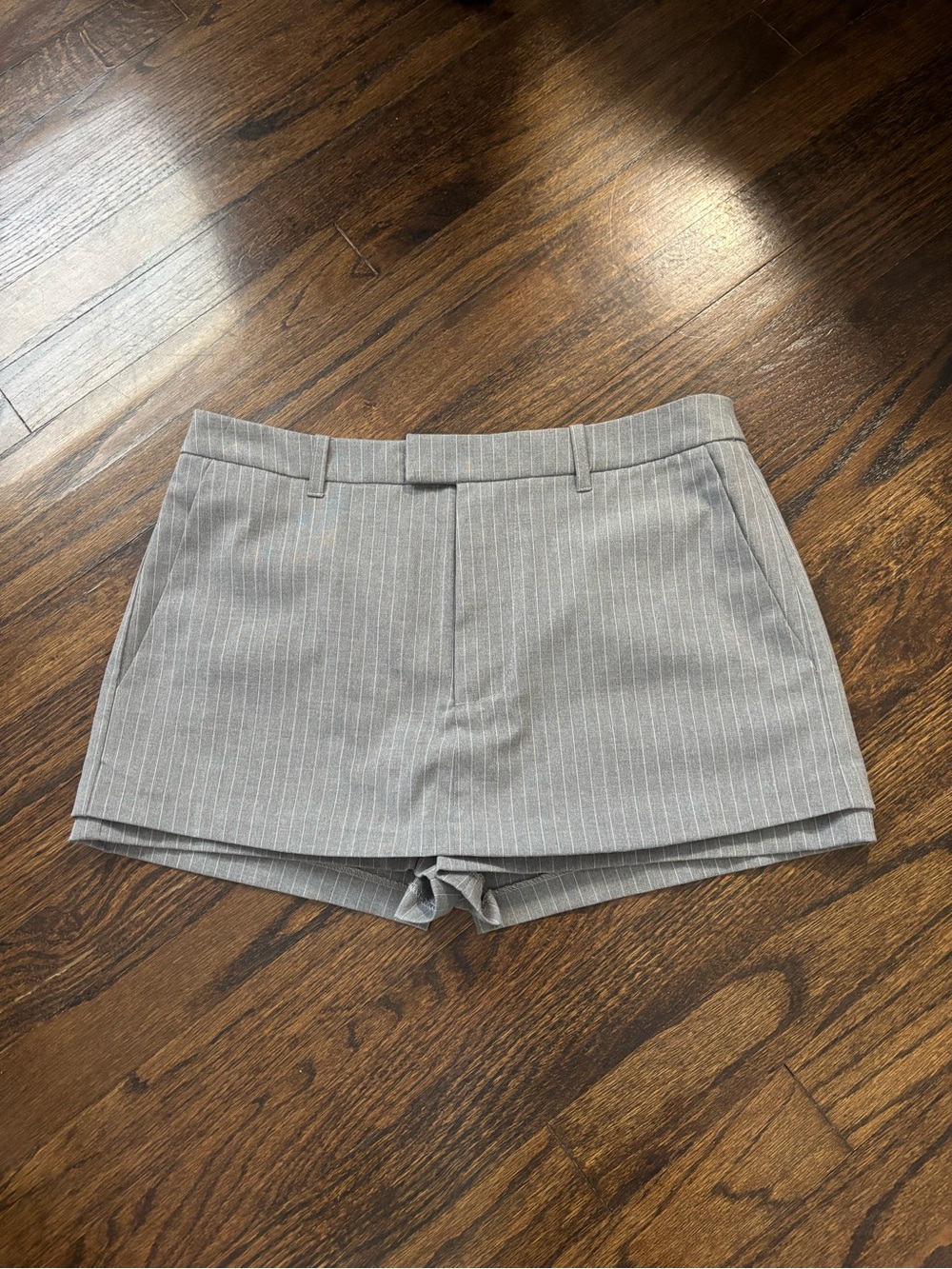 Steve Madden Light Gray Pinstripe Tailored Skirt